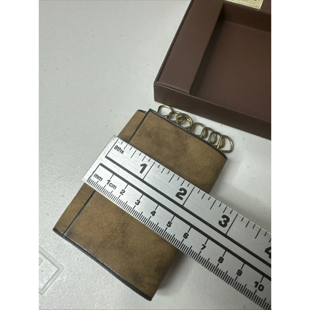 Vintage Men's Amity Tri Fold Key Holder‎ Brown Cowhide Leather +NEW Box